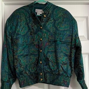 Carlisle‎ Green and Blue Paisley Jacket with Gold Buttons